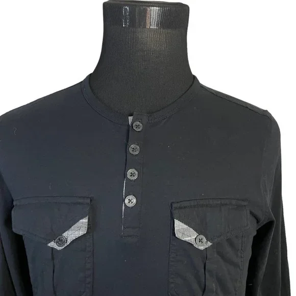 Buckle Black | Men's Athletic Fit Double Front Pockets Long Sleeve Shirt Small - Picture 2 of 6